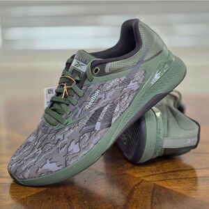 Reebok Nano X5 Camo Training Running Shoes Green Black Grey 100229391 Womens 7.5